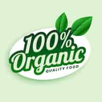 Vetor grátis design de etiqueta ou rótulo verde de comida de qualidade orgânica 100%