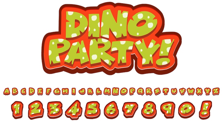 Vetor grátis design de fonte para alfabetos ingleses em personagem de dinossauro