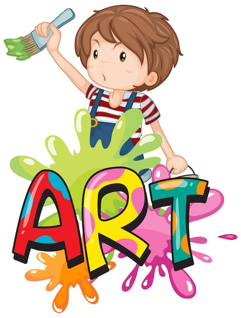 Vetor grátis design de fonte para arte da palavra com pintura infantil em segundo plano