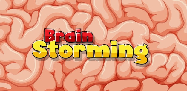Design de fonte para tempestade cerebral de palavras com cérebro em segundo plano