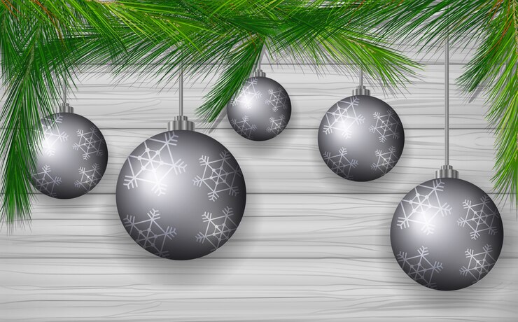 Vetor grátis design de fundo com bolas de natal cinza