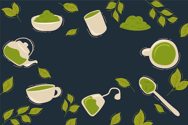 Vetor grátis design de fundo de chá matcha