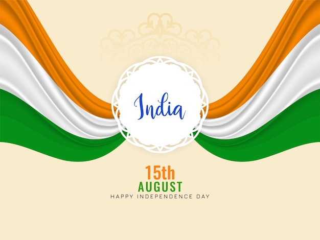 Design de fundo de estilo de onda de tema de bandeira indiana de 15 de agosto tricolor