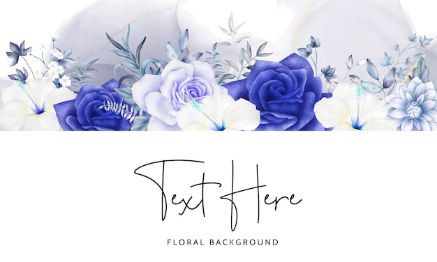 Vetor grátis design de fundo floral aquarela de luxo azul marinho e roxo