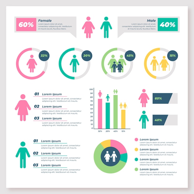 Vetor grátis design de gráfico demográfico de design plano