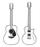 Design de guitarra desenhado à mão