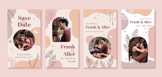 Design de histórias do instagram de casamento boho