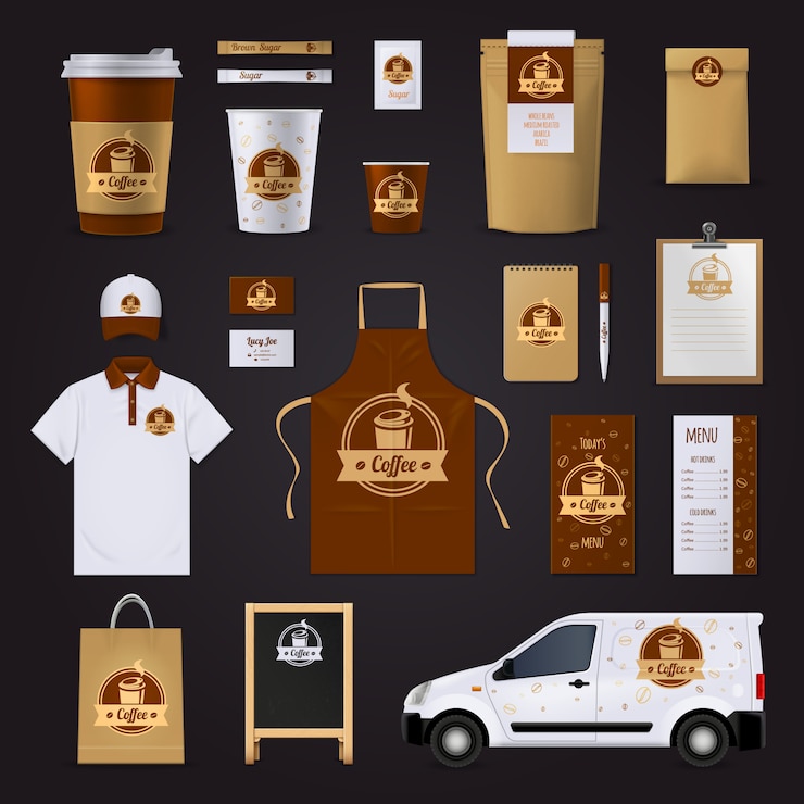 Vetor grátis design de identidade corporativa de café
