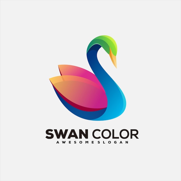 Design de ilustração de logotipo gradiente colorido de cisne