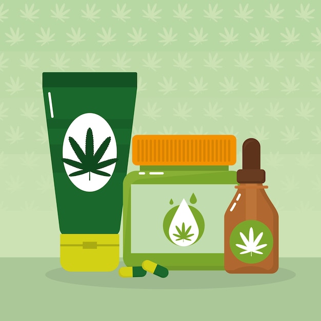 Design de ilustração de produtos de cannabis medicinal