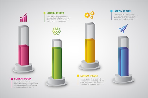 Design de infográfico de barras 3d