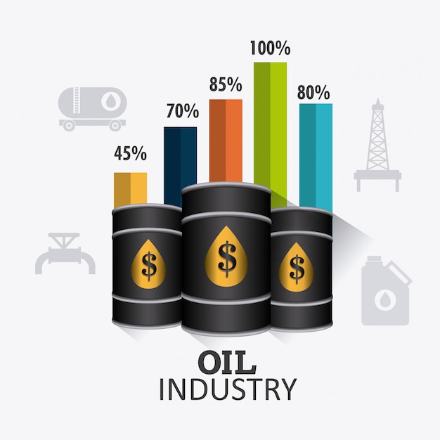 Vetor grátis design de infográfico de indústria de petróleo e óleo