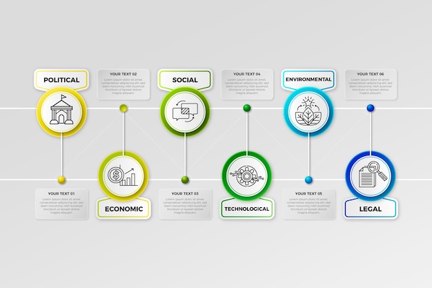 Design de infográfico de pestel gradiente