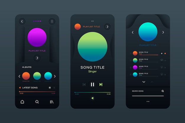 Design de interface de modelo de aplicativo de player de música