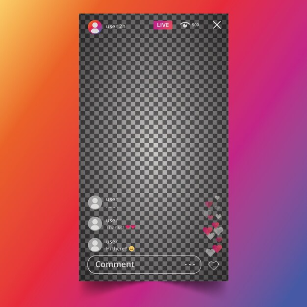 Design de interface do instagram de transmissão ao vivo