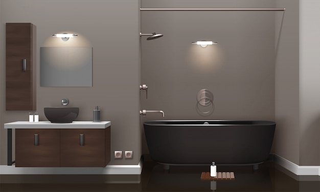 Vetor grátis design de interiores de banheiro realista