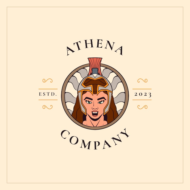 Design de logotipo athena desenhado à mão