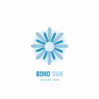 Vetor grátis design de logotipo boho sun desenhado à mão