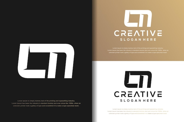 Design de logotipo cn de carta monograma abstrata