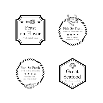 Design de logotipo com conceito de frutos do mar para ilustração de branding e marketing