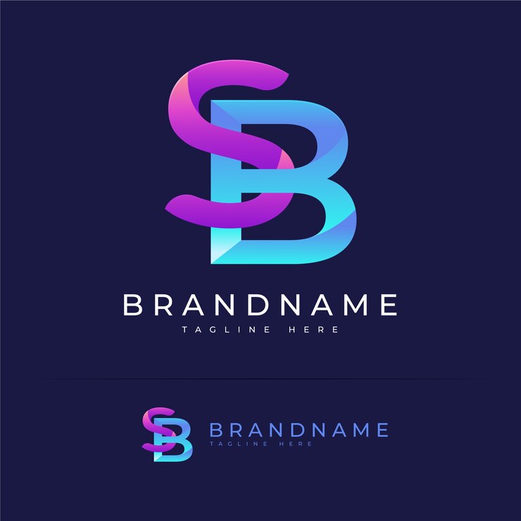 Vetor grátis design de logotipo com monograma gradiente sb