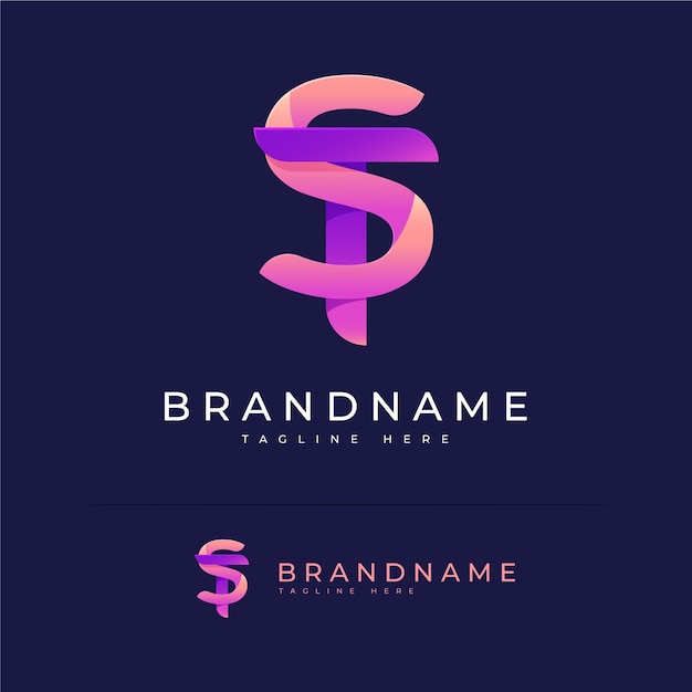 Design de logotipo com monograma gradiente st