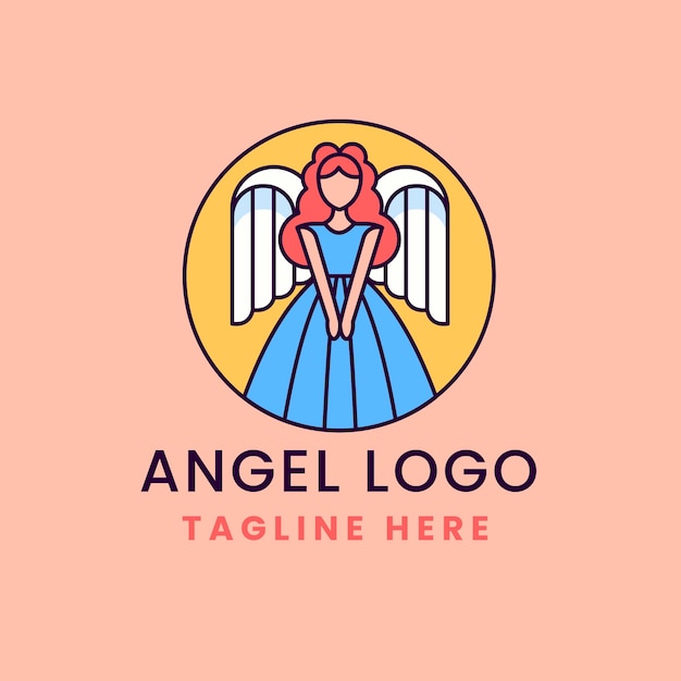 Vetor grátis design de logotipo de anjo desenhado à mão