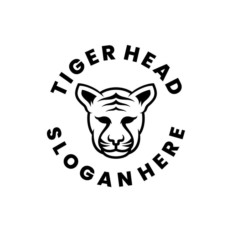 Vetor grátis design de logotipo de arte de linha de cabeça de tigre