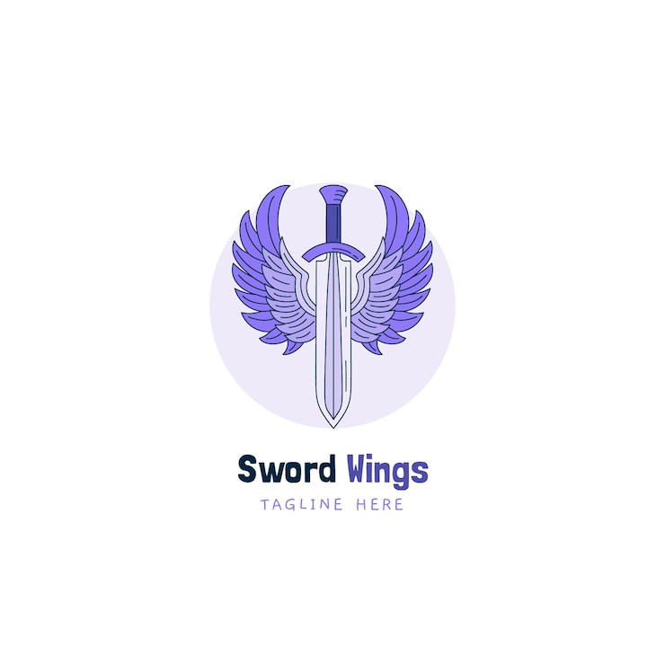 Vetor grátis design de logotipo de asas de espada
