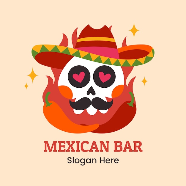 Vetor grátis design de logotipo de bar mexicano