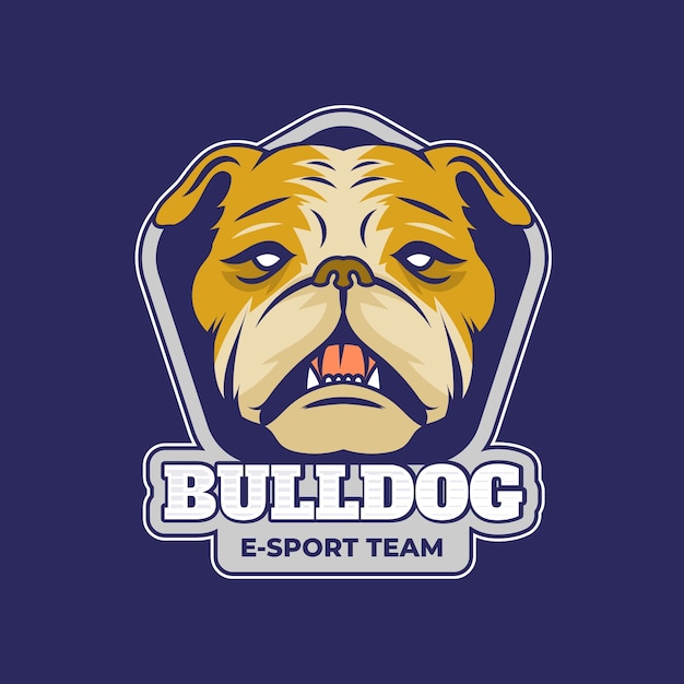 Vetor grátis design de logotipo de buldogue desenhado à mão