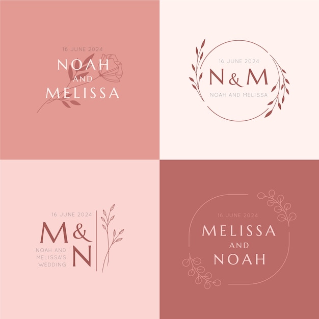 Vetor grátis design de logotipo de casamento desenhado à mão