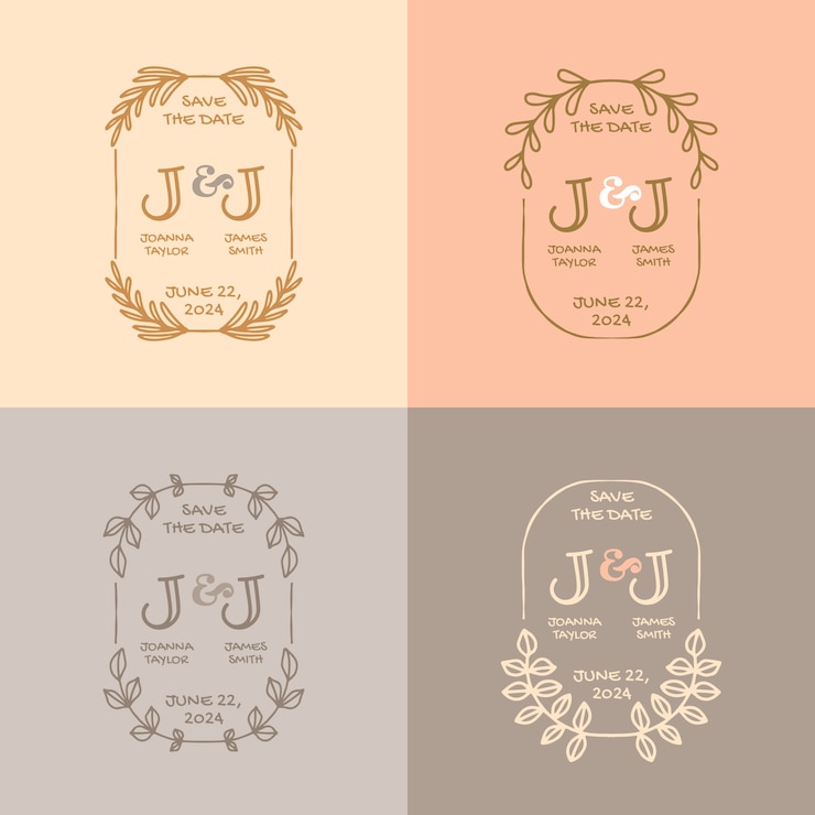 Vetor grátis design de logotipo de casamento desenhado à mão