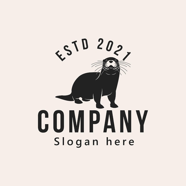 Vetor grátis design de logotipo de castor de lontra vintage ilustração vetorial design isolado