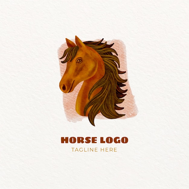 Design de logotipo de cavalo em aquarela