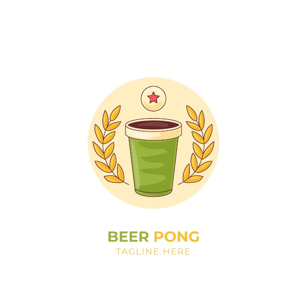 Design de logotipo de cerveja pong desenhado à mão