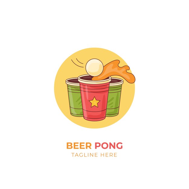Design de logotipo de cerveja pong desenhado à mão