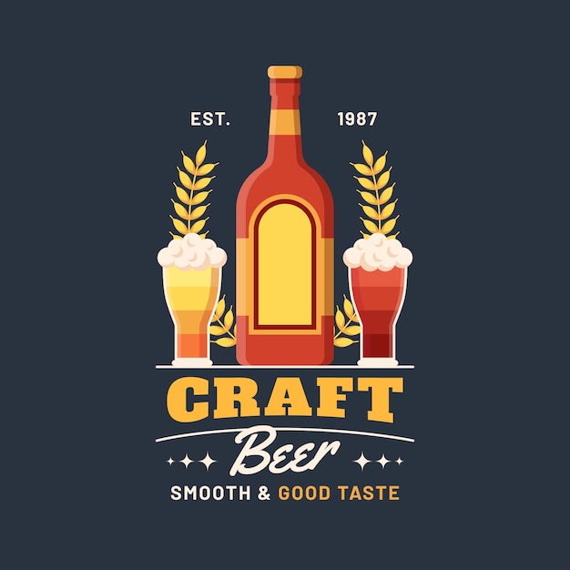 Vetor grátis design de logotipo de cervejaria de design plano