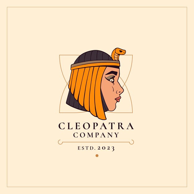 Vetor grátis design de logotipo de cleópatra desenhado à mão