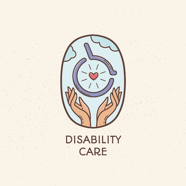 Vetor grátis design de logotipo de deficiência desenhado à mão
