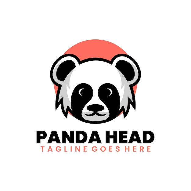 Vetor grátis design de logotipo de desenho animado de mascote de ilustração de cabeça de panda