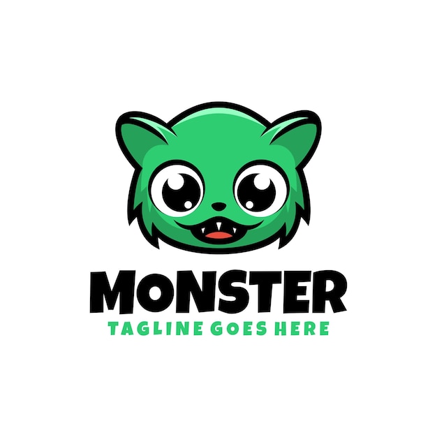 Vetor grátis design de logotipo de desenho animado de mascote de ilustração de monstro