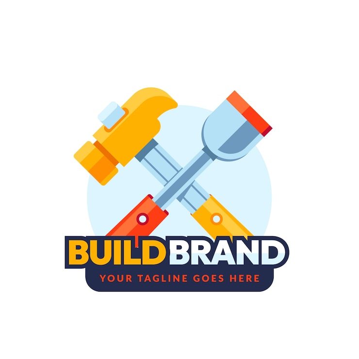 Vetor grátis design de logotipo de empresa de construção de design plano