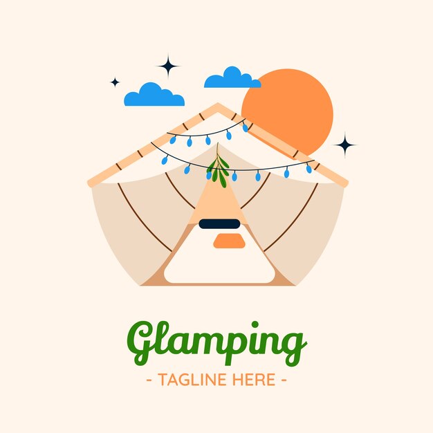 Design de logotipo de glamping desenhado à mão