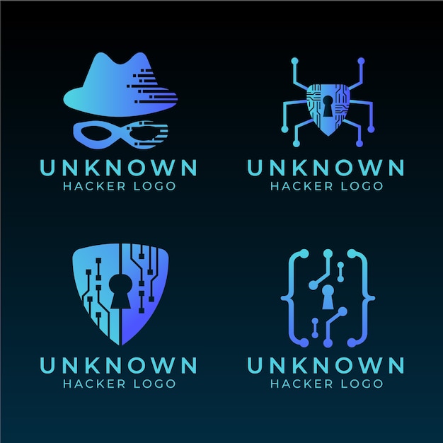 Vetor grátis design de logotipo de hacker gradiente