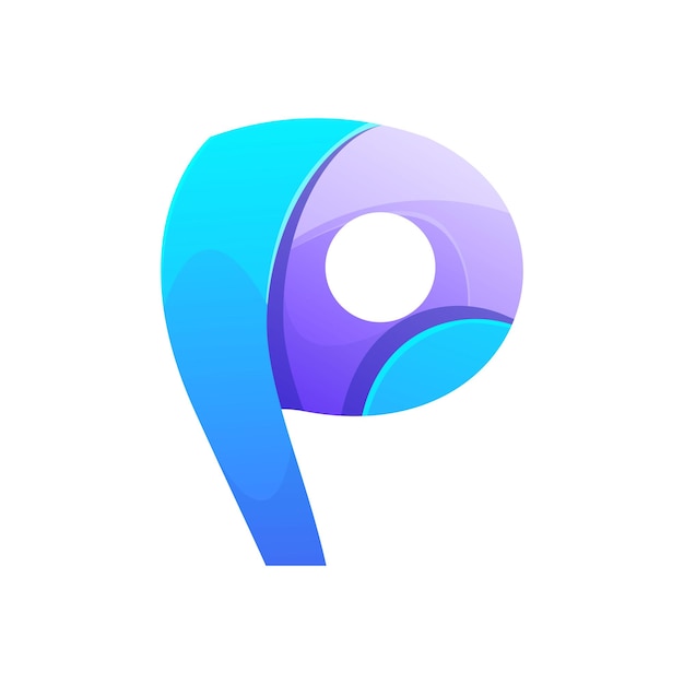 Design de logotipo de ícone colorido letra p