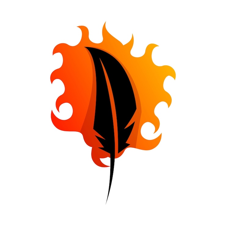 Vetor grátis design de logotipo de ícone de fogo de pena