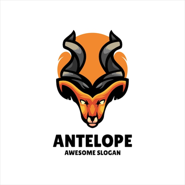 Vetor grátis design de logotipo de ilustração de mascote de antílope