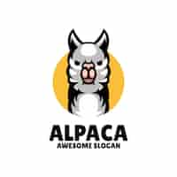 Vetor grátis design de logotipo de ilustração de mascote de cabeça de alpaca