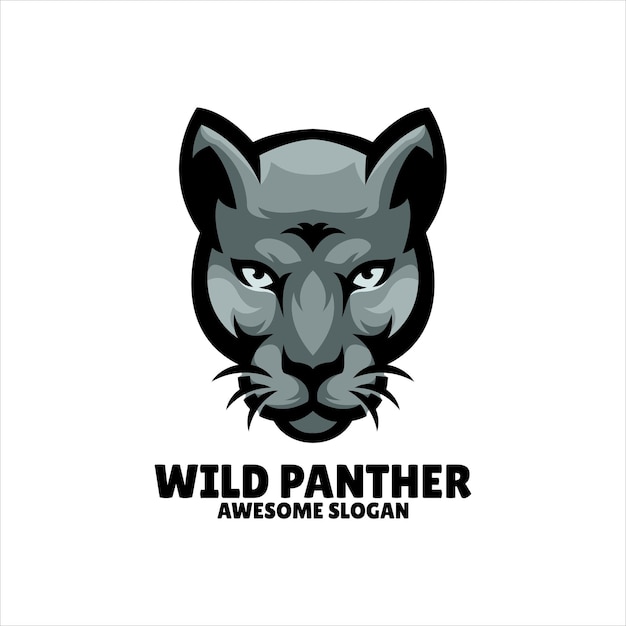 Vetor grátis design de logotipo de ilustração de mascote de cabeça de pantera